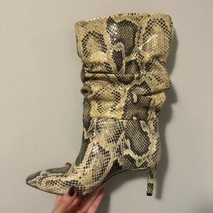 Paris Texas Slouch Python Print Heeled Boots - Hers 36